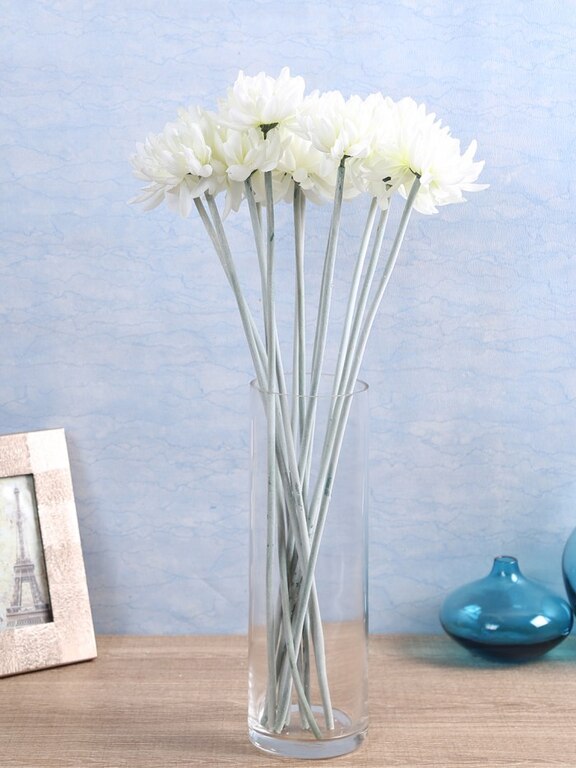 SYNTHETIC CLOTH ARTIFICIAL CHRYSANTHEMUM STEM (40 CM, WHITE, SET OF 8) MSF19